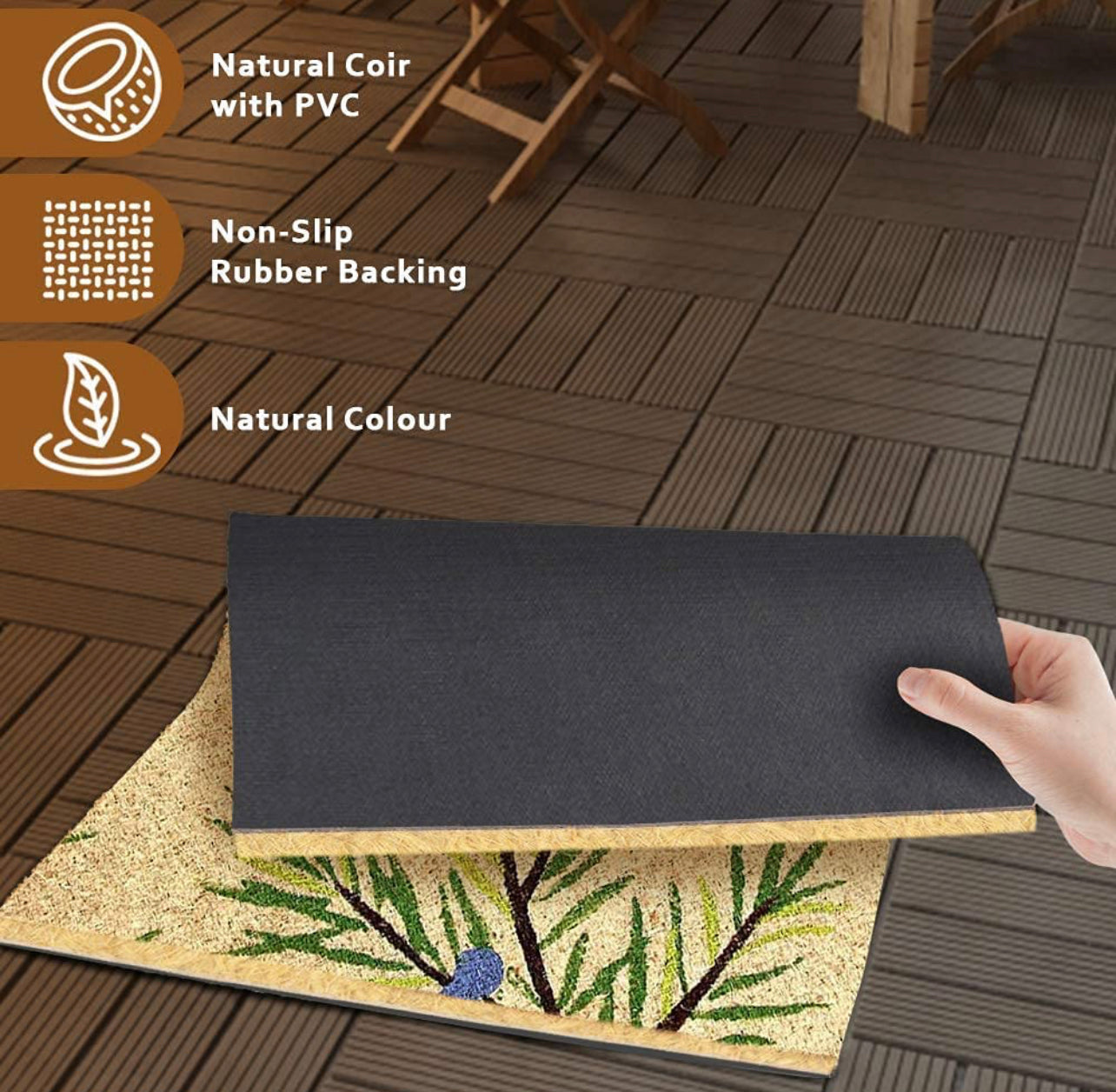 OnlyMat Beautiful Green Leaves Design Entrance Door Mat 45cm x 75cm