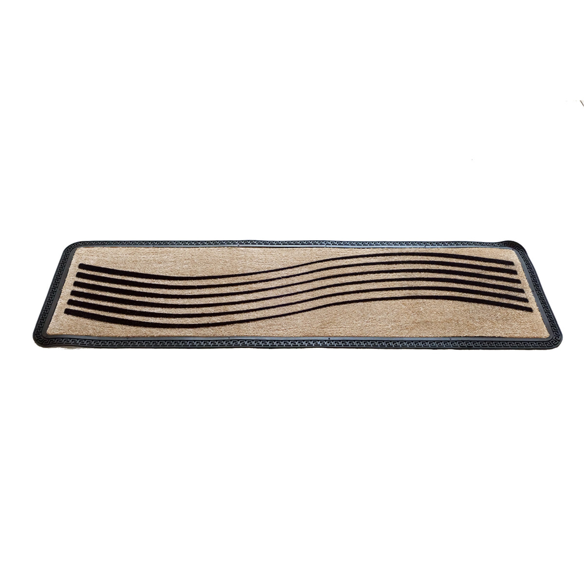 OnlyMat Luxury Anti-Skid Soft Polypropylene WAVE Flocked Oblong Floor Mat -Beige , 40 cm x 120 cm