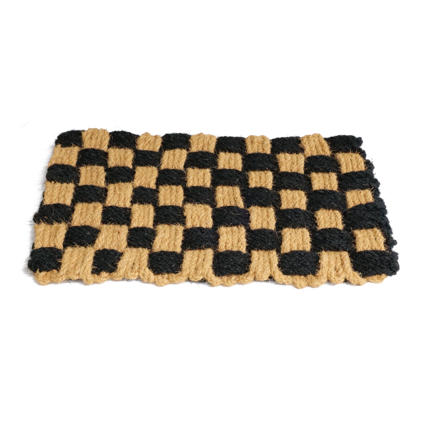 OnlyMat Black & Natural CrisCross Knotted Coir Rope Mat