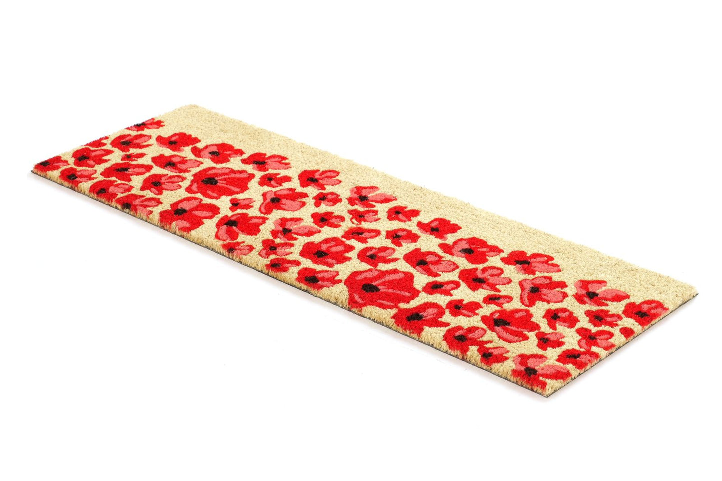 OnlyMat Flower printed Natural Coir Entrance Door mat for Double Door or Wide Door - 40cm x 120cm
