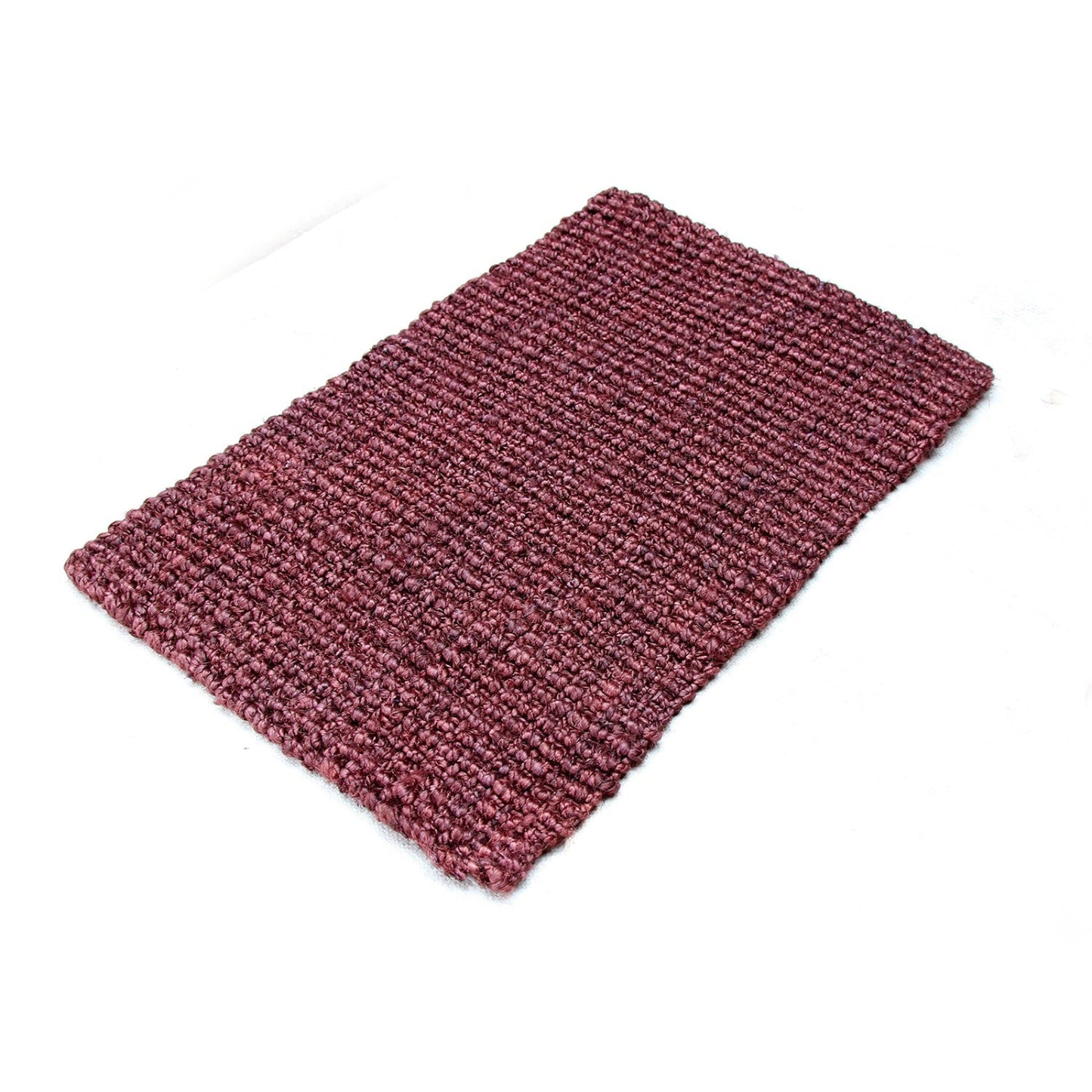 Textured pink jute mat on a white background
