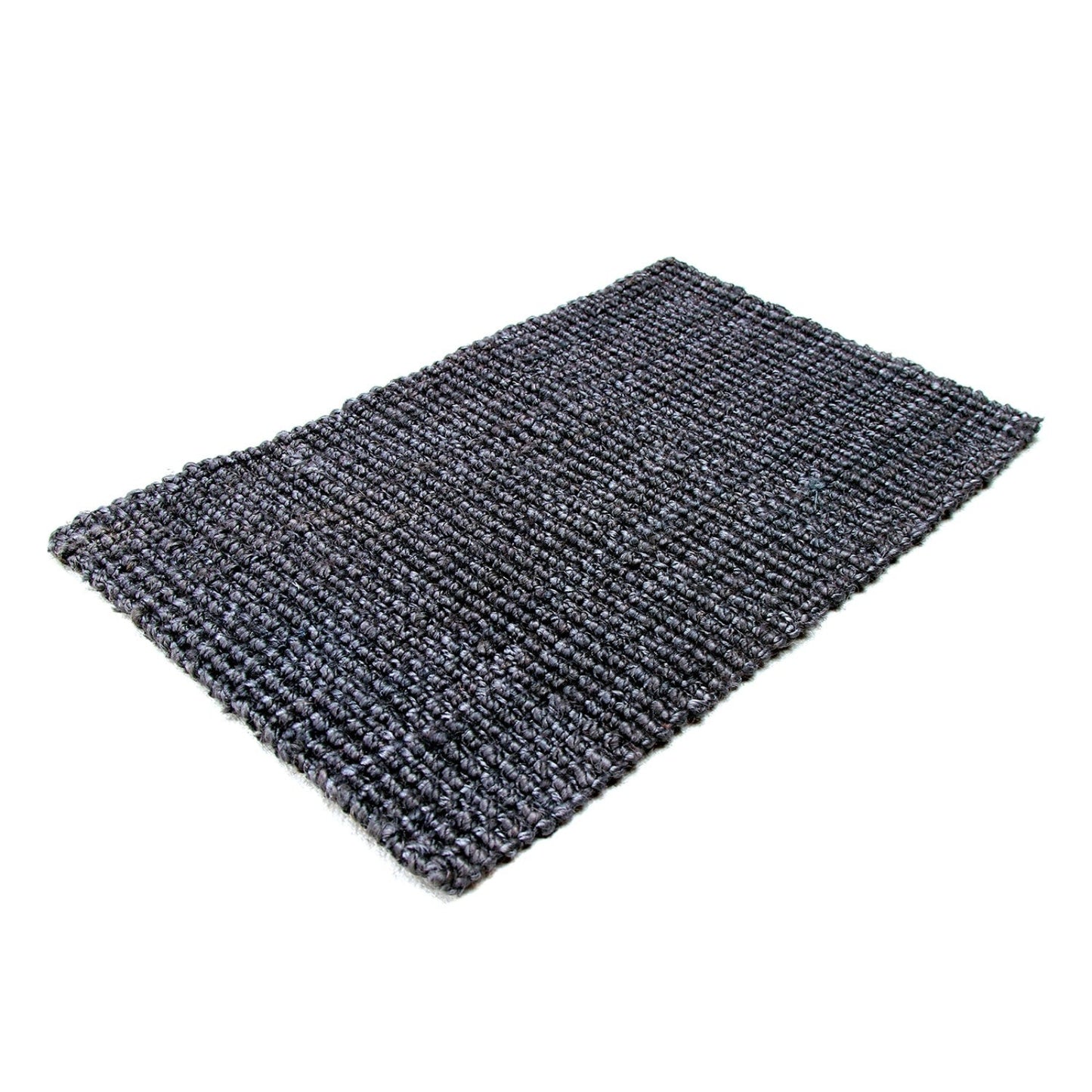Textured blue jute mat on a white background