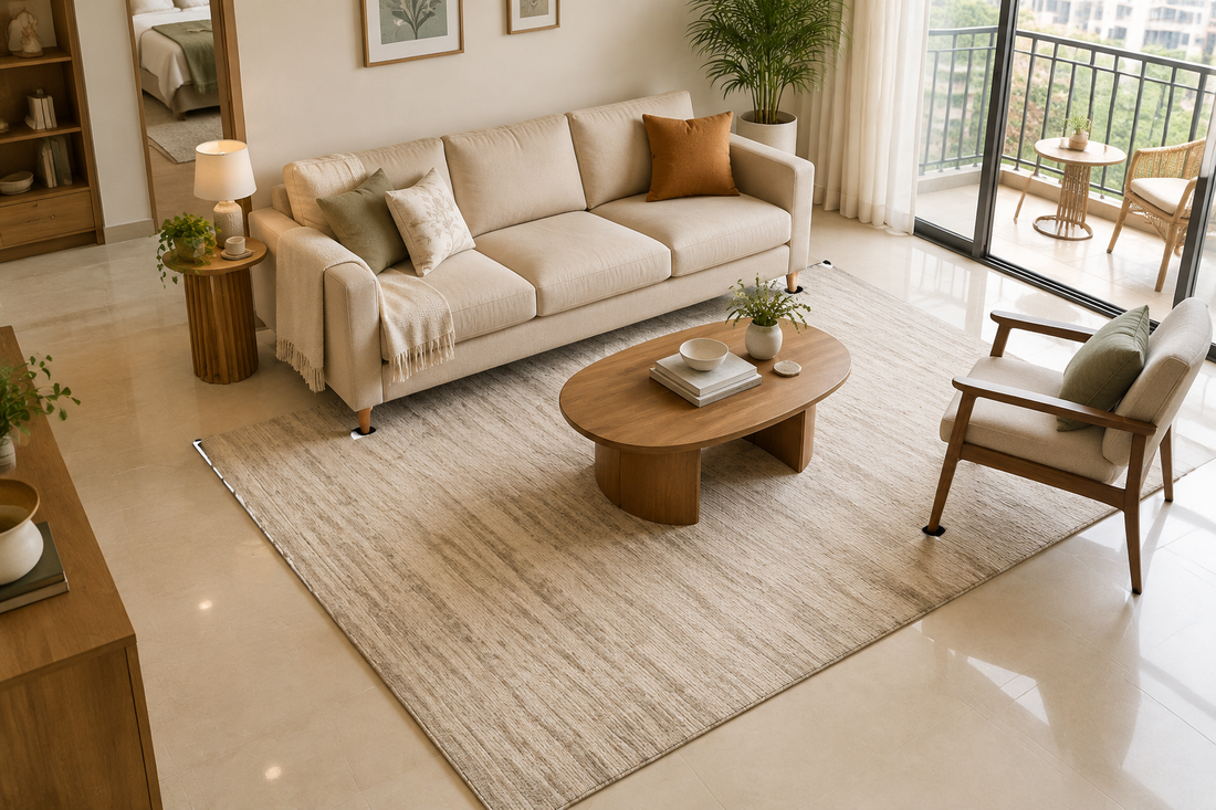 Standard Rug Sizes for Indian Living Rooms: Dimensions Guide for 2-BHK & 3-BHK Apartments