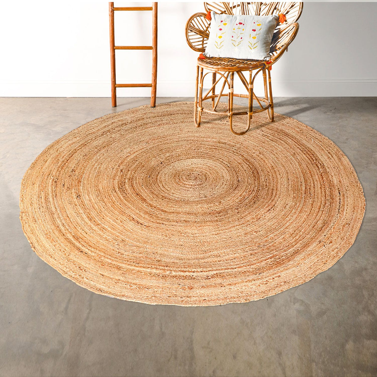 Circles of Life - Luxe Rug - Hand braided Handmade Jute Carpet - Organic and Sustainable