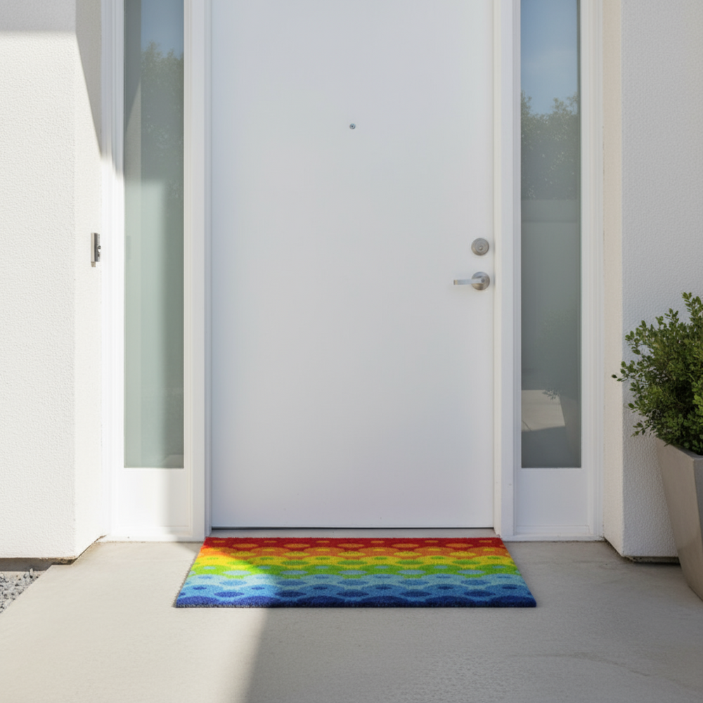 OnlyMat Pride Rainbow Bubble Coir Doormat with Anti-Slip Backing