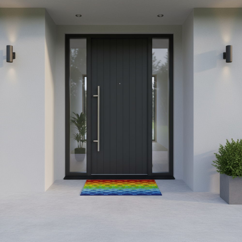 OnlyMat Pride Rainbow Bubble Coir Doormat with Anti-Slip Backing