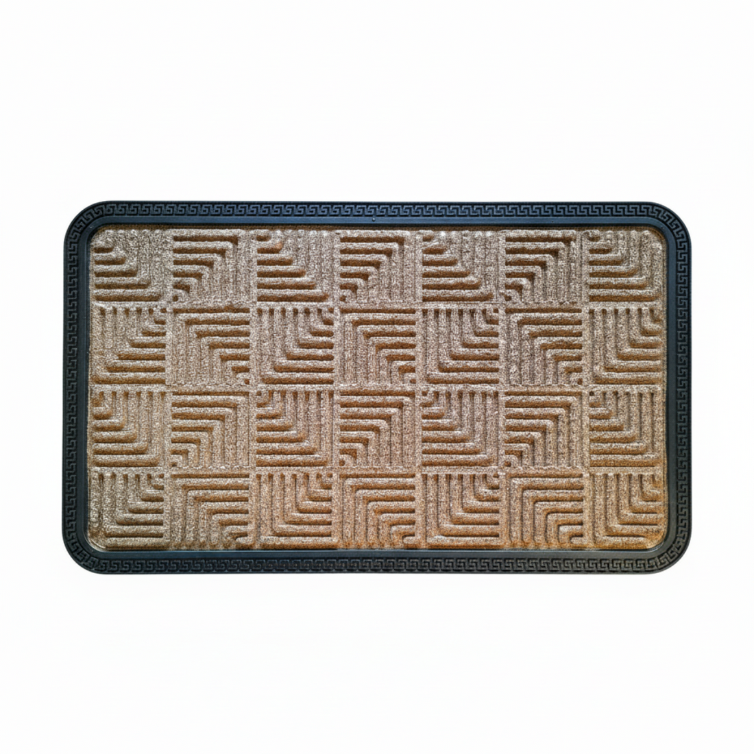 Textured pp doormat with geometric pattern on a white background