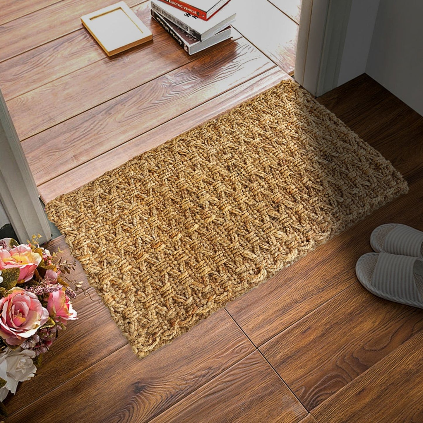 Knotted Luxe Mat - Braided and Knotted Mat - Hand Woven and Organic Braided Jute Mat