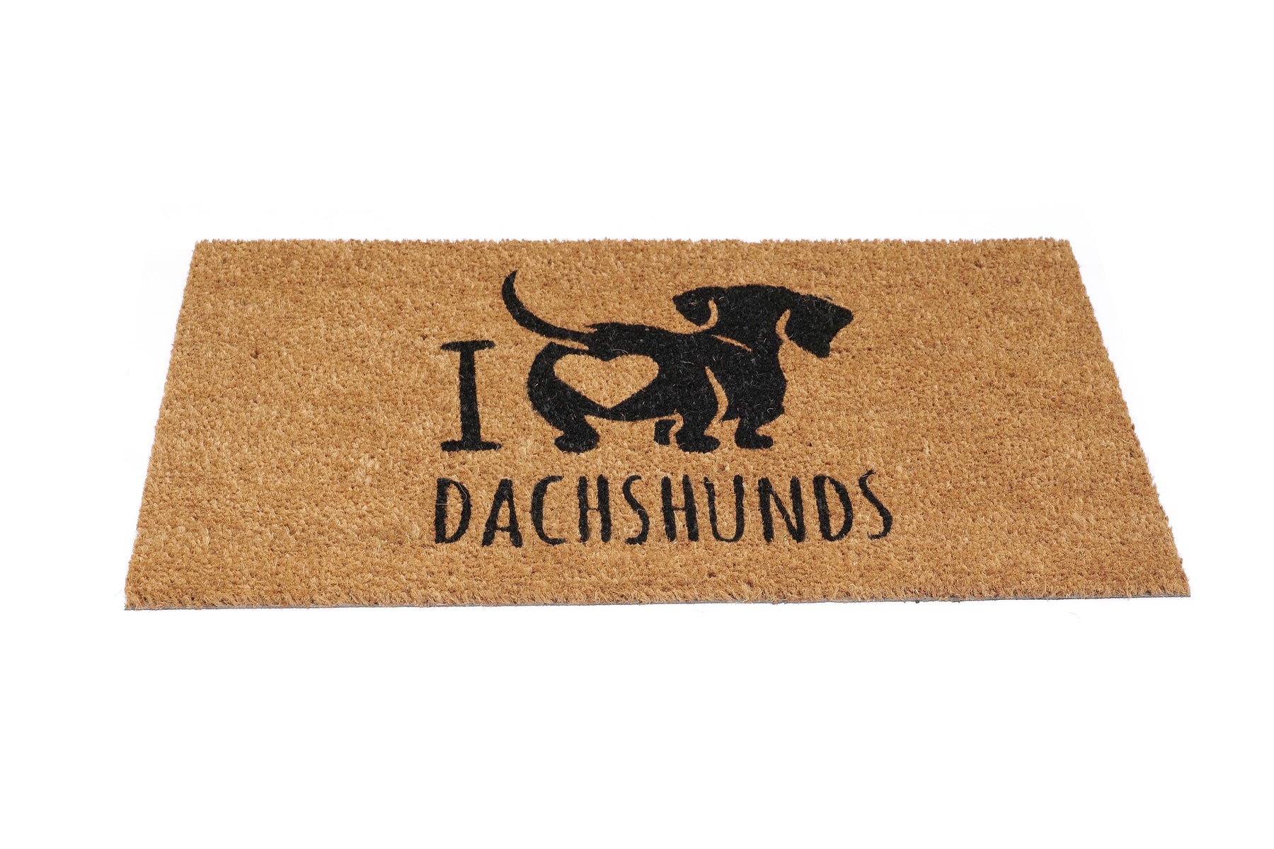 OnlyMat I Love Dachshund Sausage Dog printed Natural Coir Doormat
