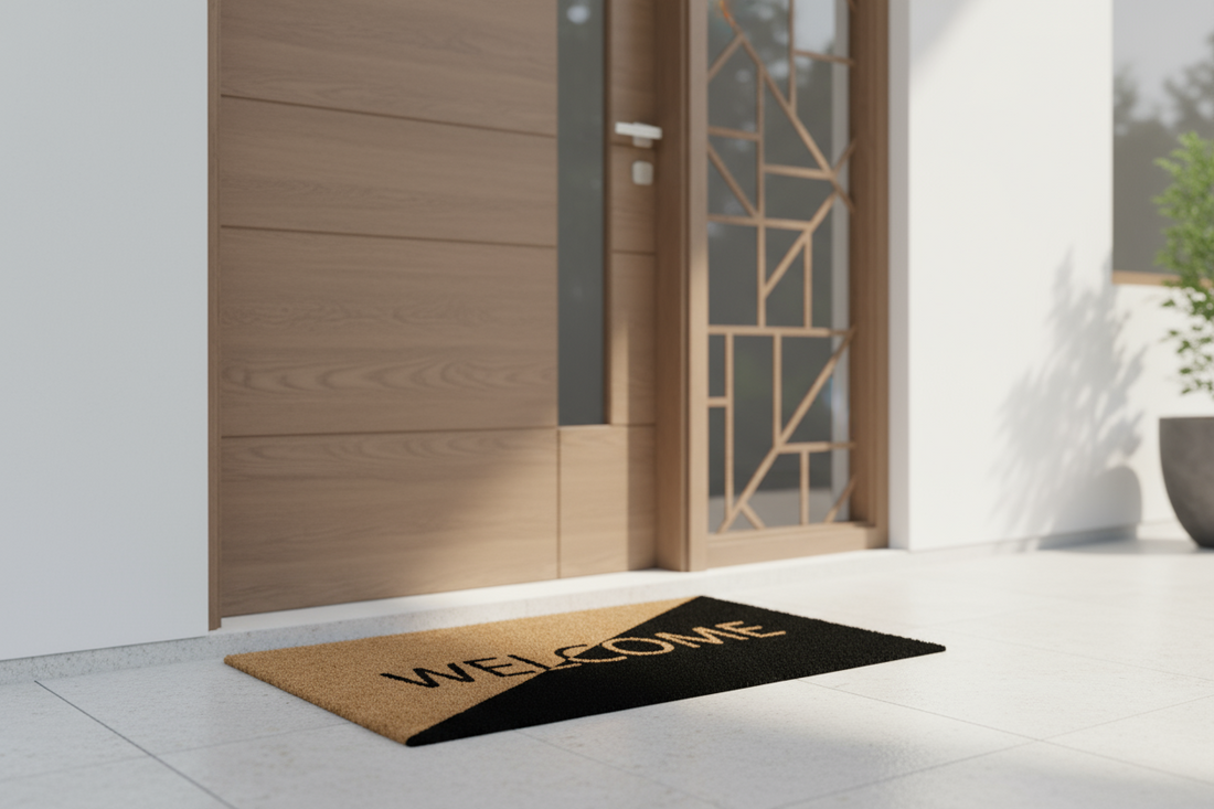 OnlyMat Modern Diagonal Split Welcome Coir Doormat with Anti-Slip Backing