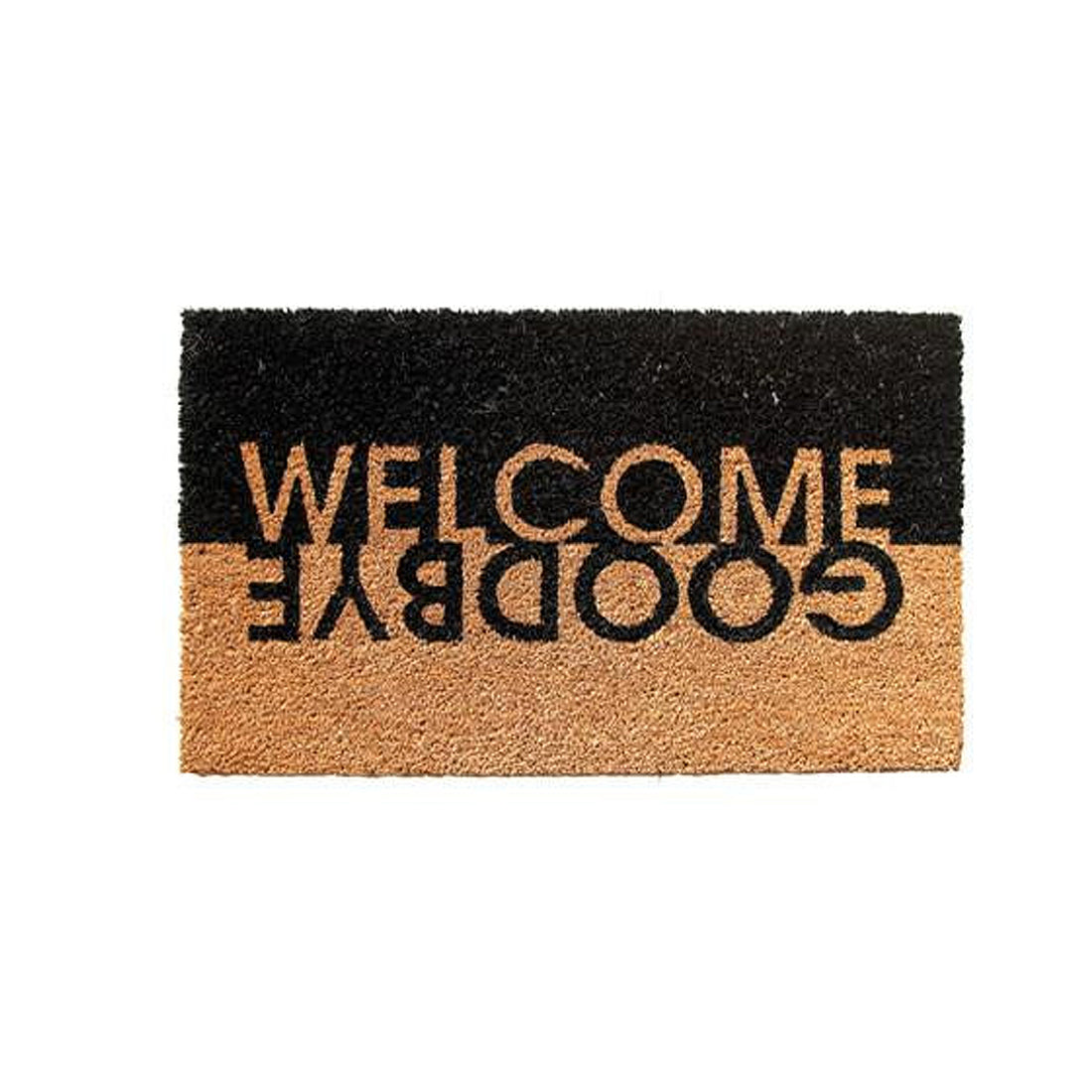 OnlyMat Stylish "Welcome Goodbye" Printed Black & Brown Natural Coir Door Mat