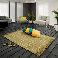 LillyBilly - Luxe Rug - Natural and Bleach Plaids - Handmade Jute Carpet - Organic and Sustainable