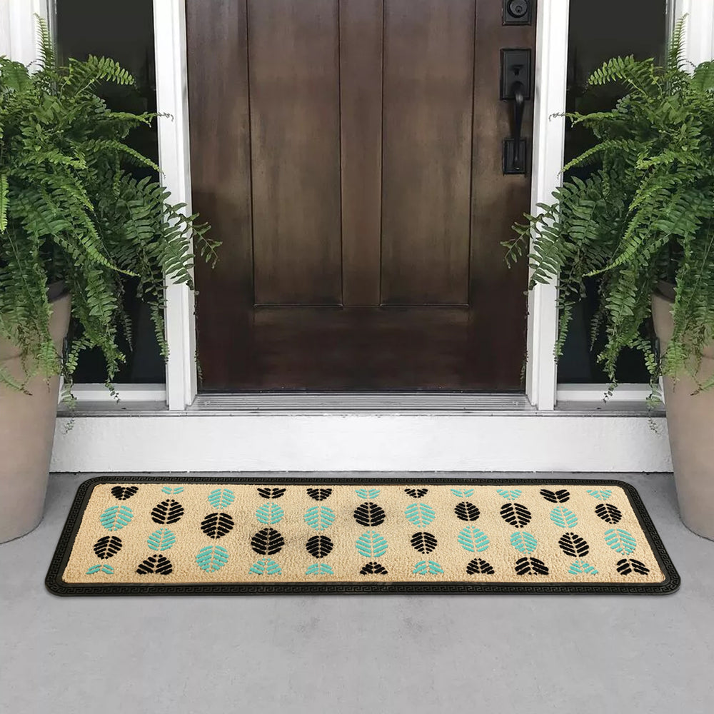OnlyMat Luxury Soft Leaf Pattern Floor Mat - Beige, Bath Mat, Anti-Skid, Water Absorbing, 40cm x 120cm 45 x 75 cm, 40 x 60 cm