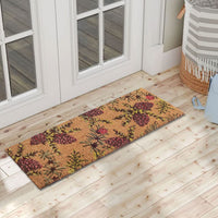 Charming Floral Pinecone Doormat - Natural Coir, Indoor & Outdoor Use, Durable PVC Backing