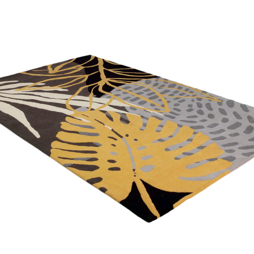 OnlyMat HandTufted Luxe Rug - Modern Leaves  - Bamboo Silk Carpet