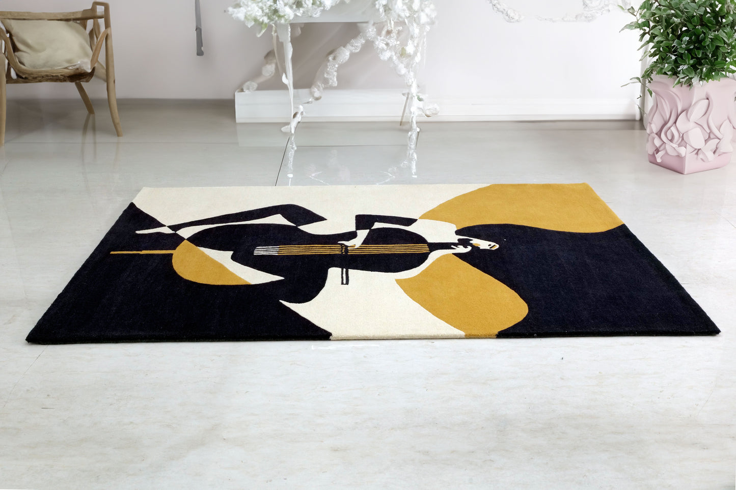 OnlyMat HandTufted Luxe Rug - Modern Art  - Bamboo Silk Carpet