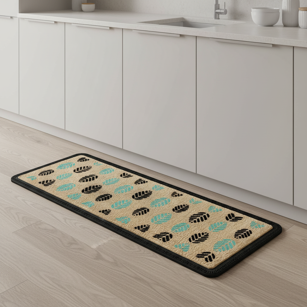 ओनलीमैट लक्ज़री सॉफ्ट लीफ पैटर्न फ्लोर मैट - बेज, बाथ मैट, एंटी-स्किड, पानी सोखने वाला, 40 सेमी x 120 सेमी 45 x 75 सेमी, 40 x 60 सेमी