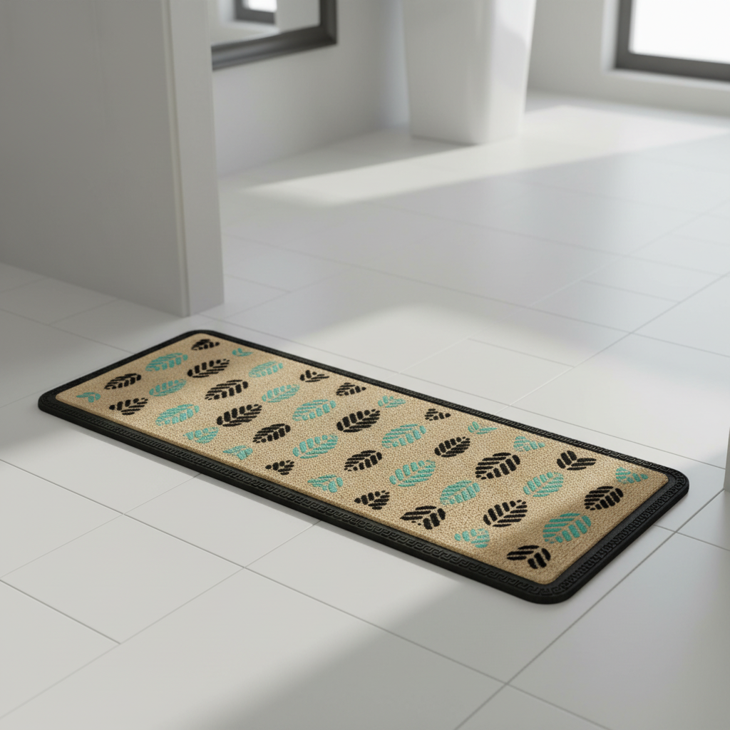 ओनलीमैट लक्ज़री सॉफ्ट लीफ पैटर्न फ्लोर मैट - बेज, बाथ मैट, एंटी-स्किड, पानी सोखने वाला, 40 सेमी x 120 सेमी 45 x 75 सेमी, 40 x 60 सेमी