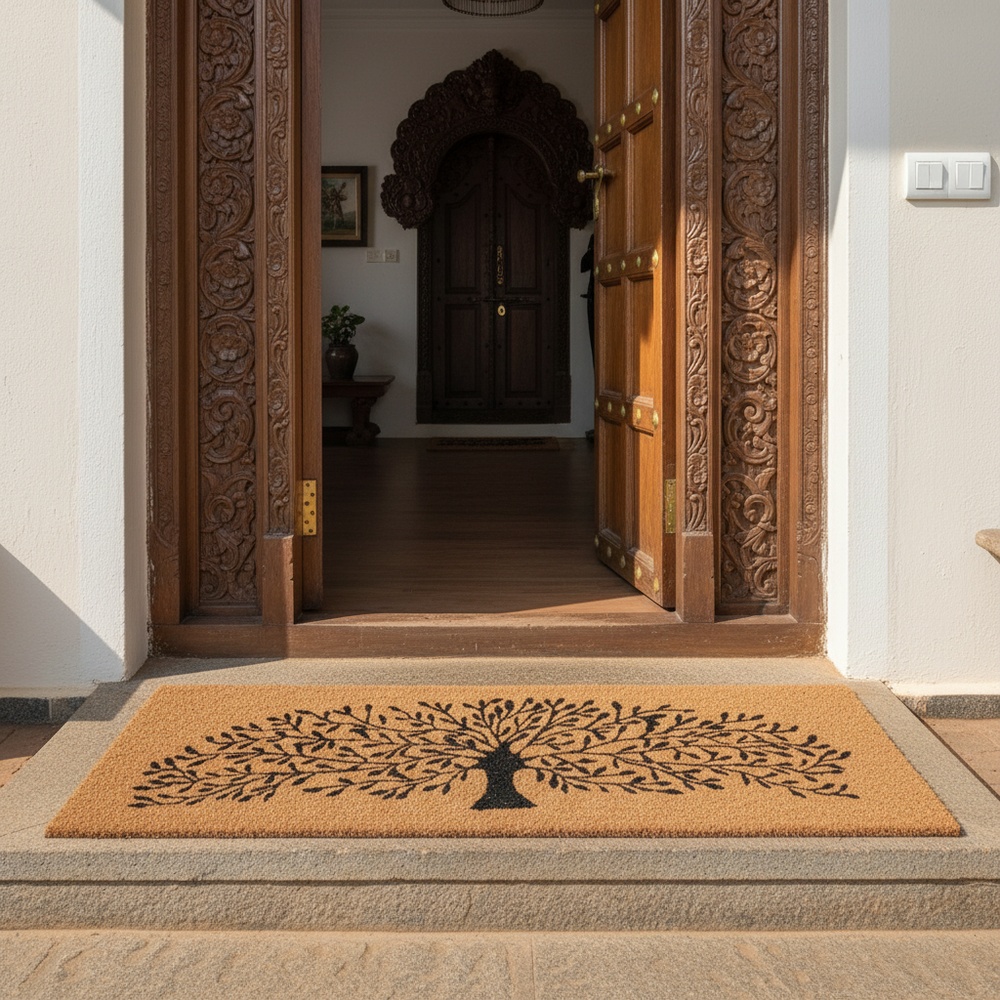 ओनलीमैट ट्री प्रिंटेड नेचुरल कॉयर डोर मैट (120 सेमी x 40 सेमी)