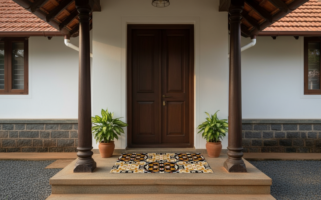 OnlyMat Moroccan Tiled Coir Doormat with Anti-Slip Backing