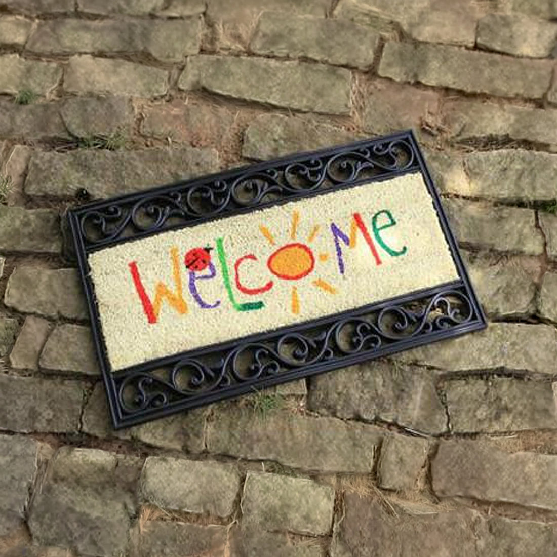 OnlyMat Stylish Coco Rubber Tray Welcome Mat