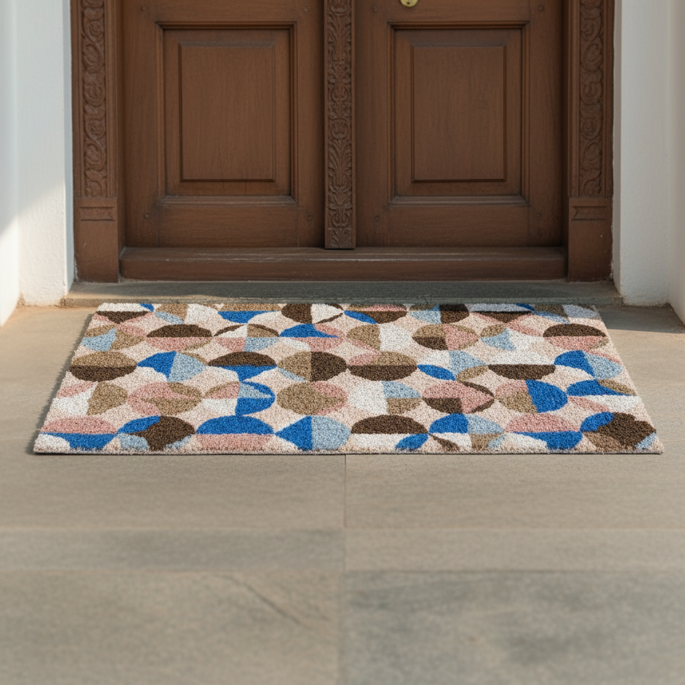 OnlyMat Abstract Interlocking Circle Coir Mat with Anti-Slip Backing