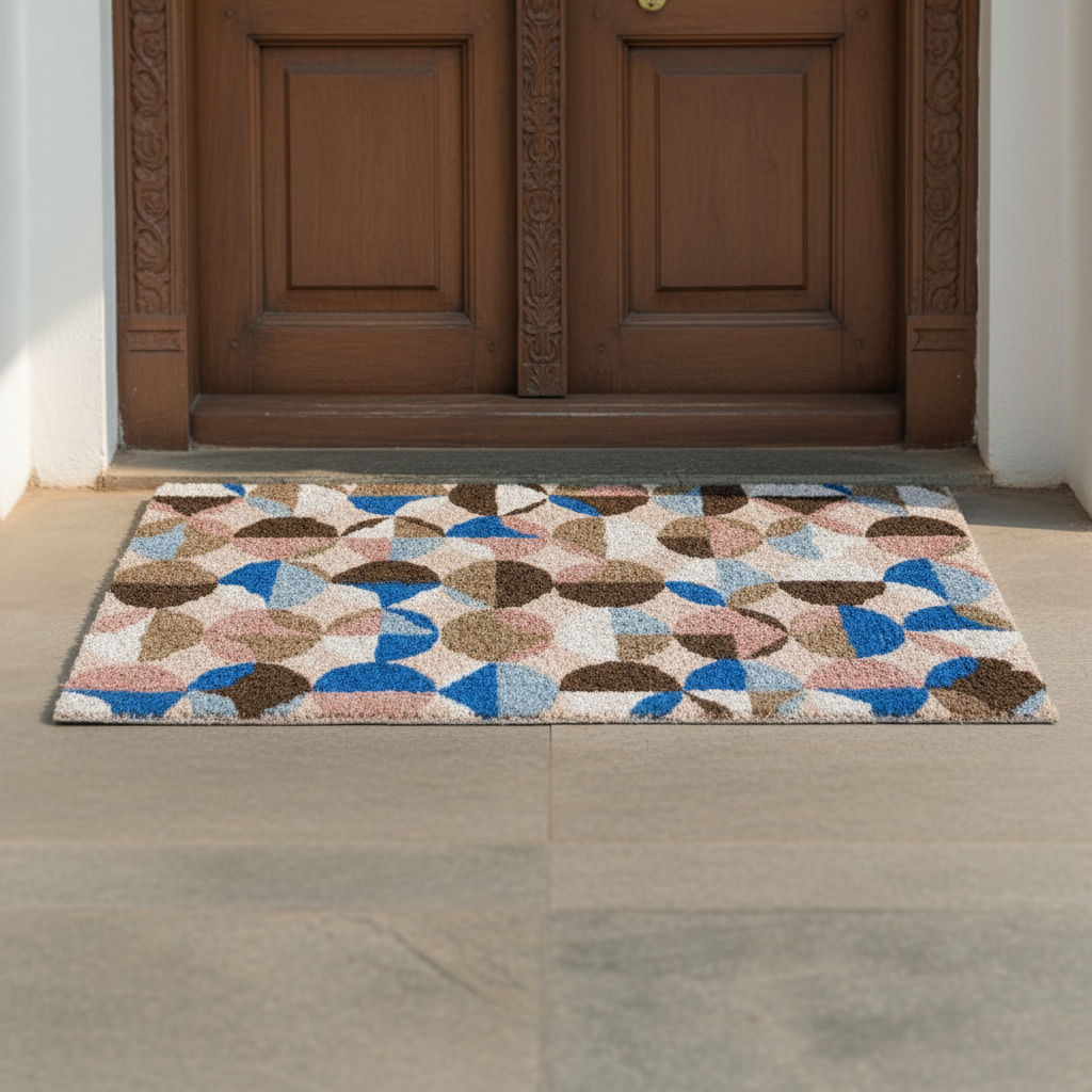 OnlyMat Abstract Interlocking Circle Coir Mat with Anti-Slip Backing