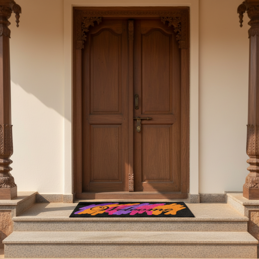 
                      
                        OnlyMat बहुरंगी स्वागत मुद्रित काले प्राकृतिक कॉयर दरवाजा चटाई
                      
                    