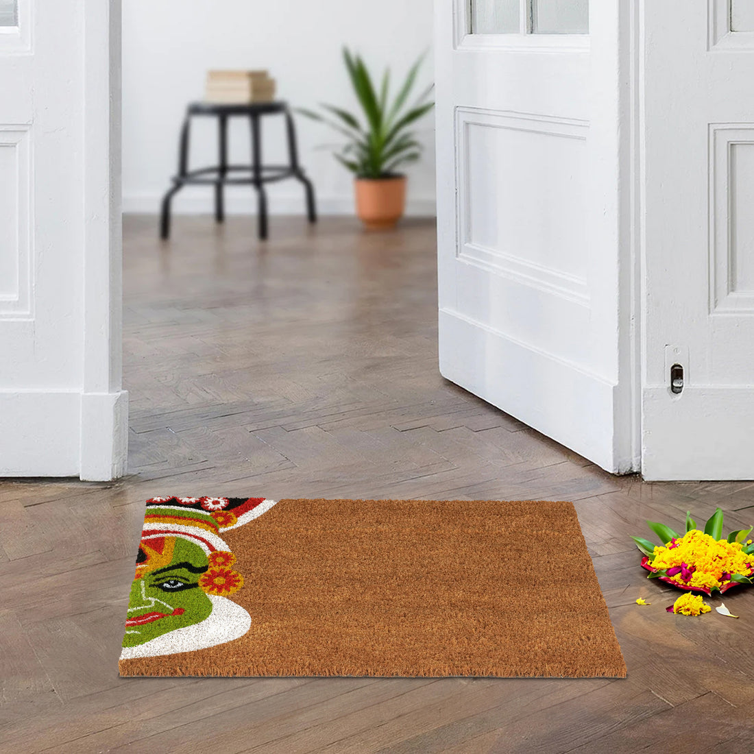 OnlyMat Kathakali Half Face Printed Coir Doormat