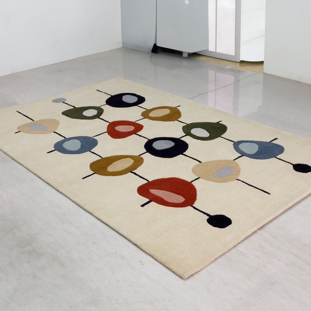 OnlyMat HandTufted Luxe Rug - Modern Globes  - Bamboo Silk Carpet