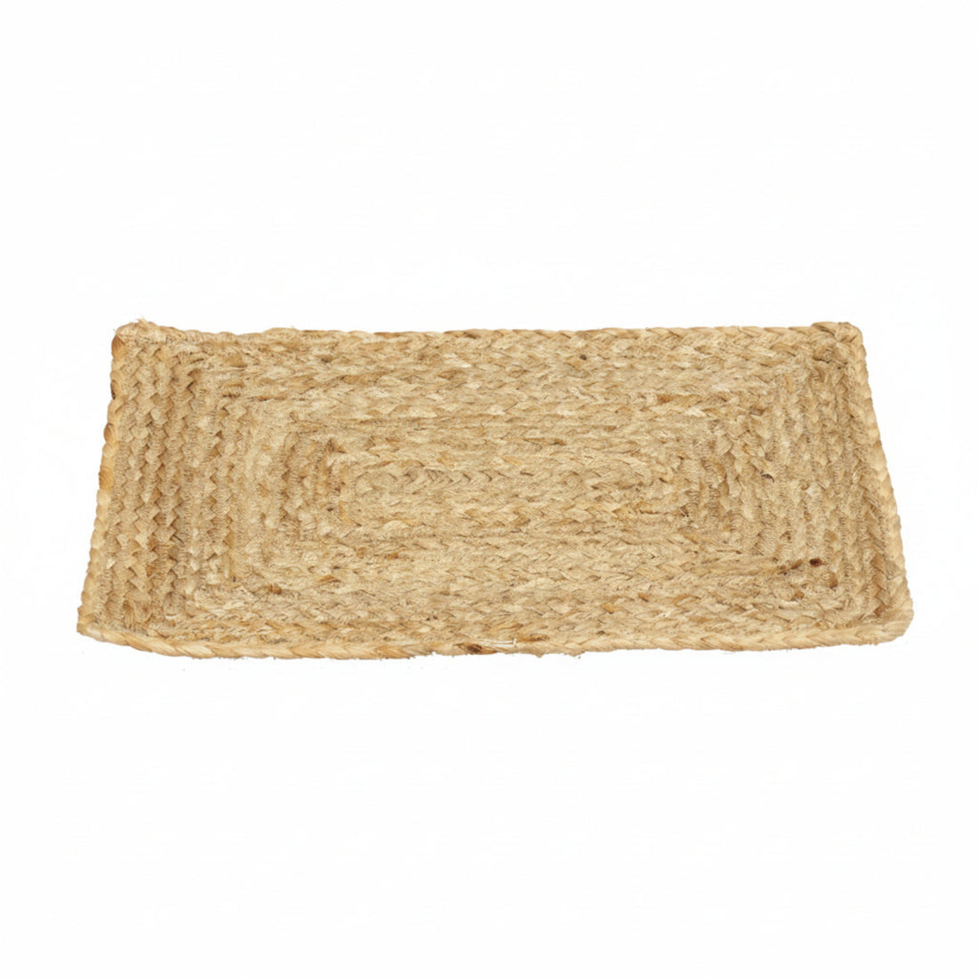 Rectangular jute mat on a white background