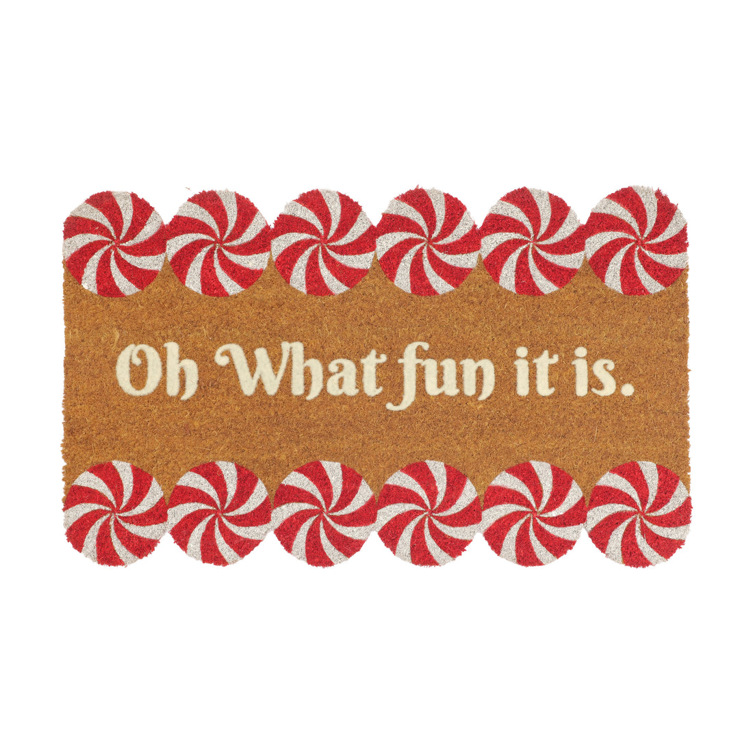 Oh What Fun — Peppermint Candy Coir Doormat