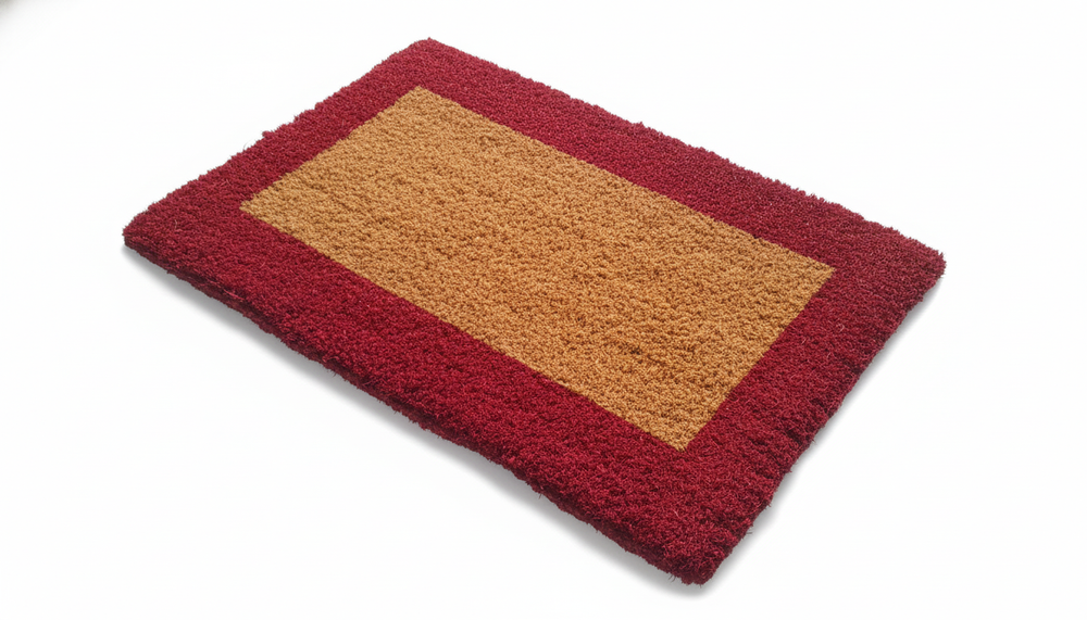 
                      
                        Red and brown doormat on a white background
                      
                    
