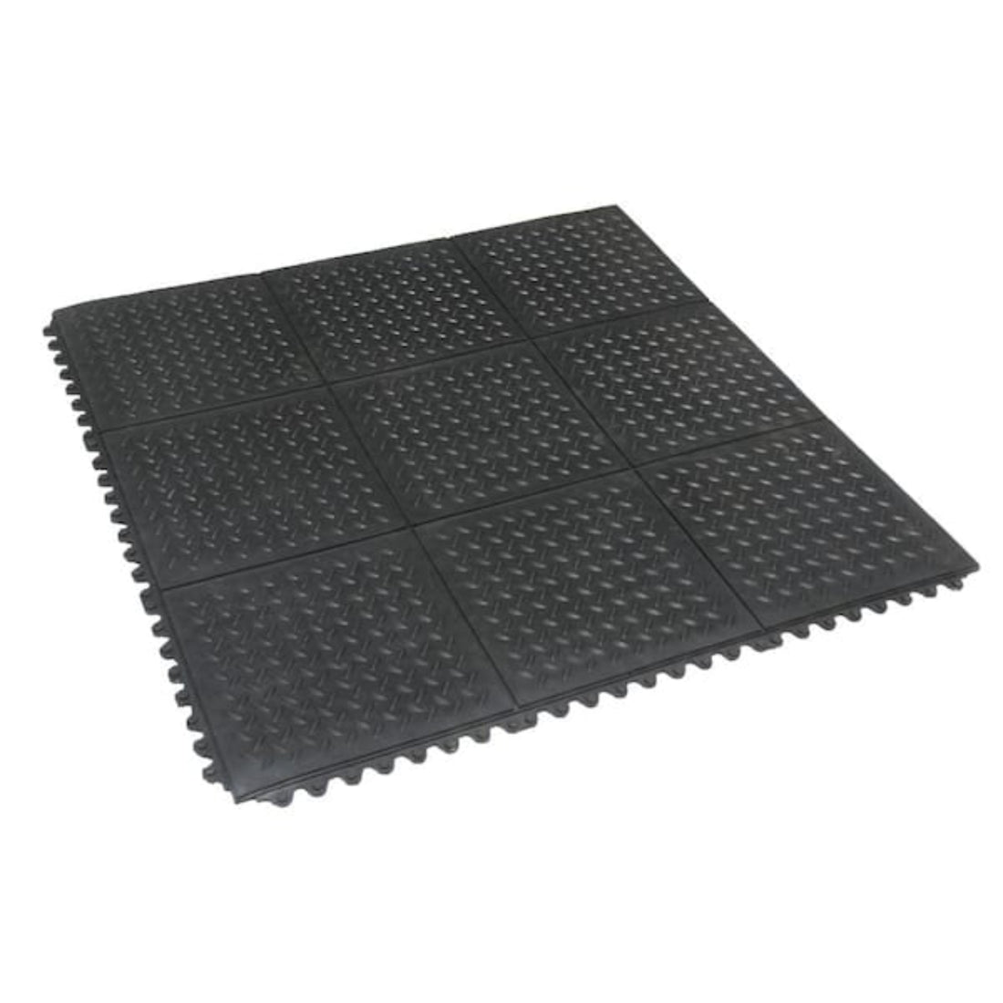 OnlyMat Anti Fatigue Rubber Gym Exercise Mat - Aluminium Checked Top