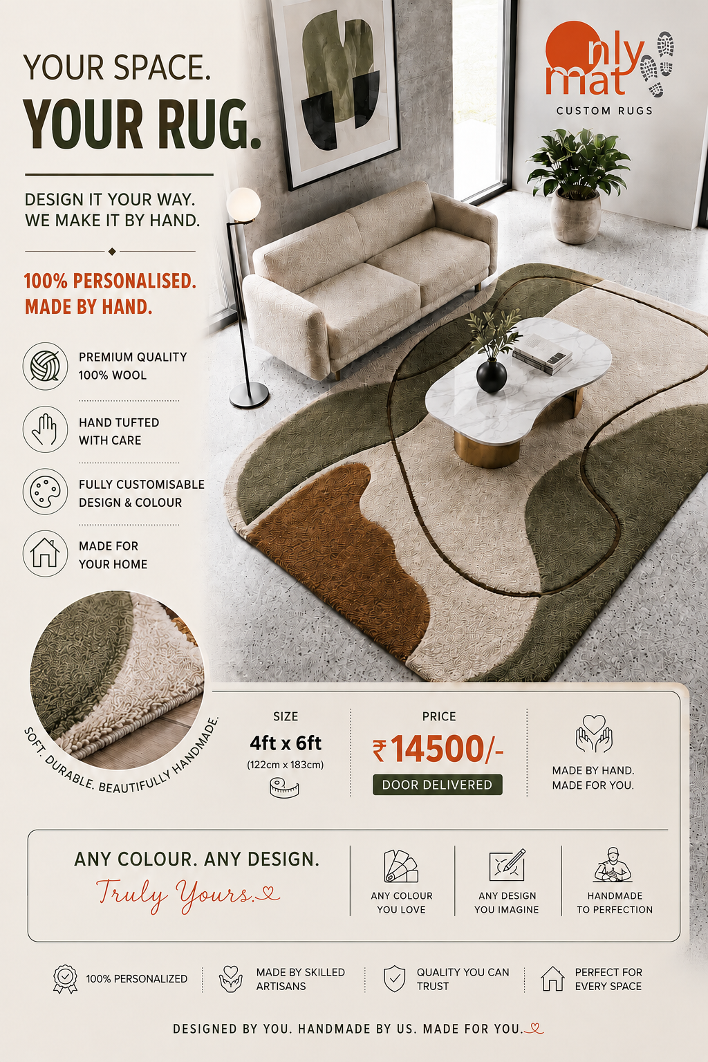 OnlyMat Bespoke Rug - Hand-tufted Personalised Custom Carpet