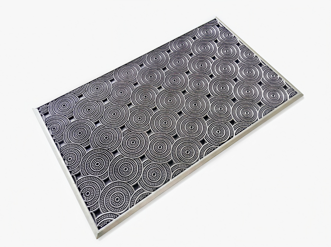 
                      
                        Rectangular mat with circular pattern on a white background
                      
                    