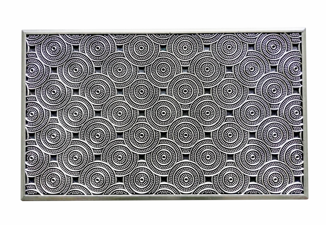 
                      
                        Rectangular mat with a black and white circular pattern on a white background
                      
                    