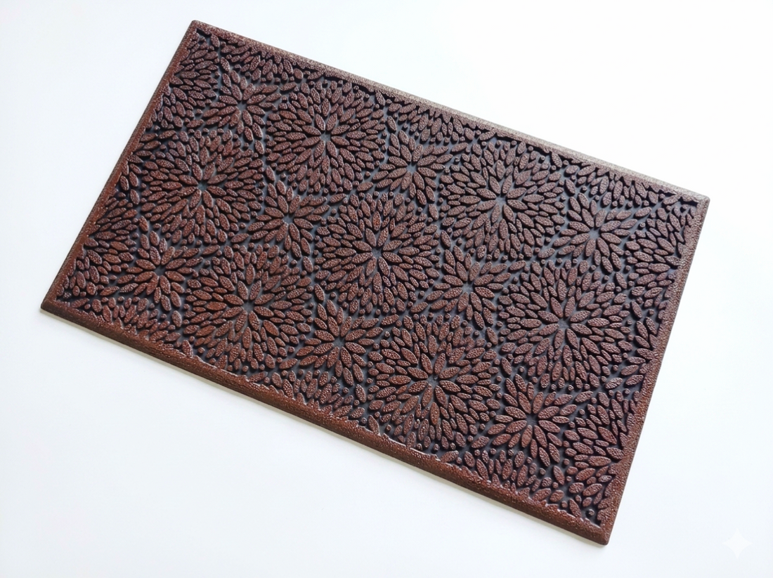 
                      
                        OnlyMat Bronze Petal Pattern Metallic Rubber Doormat
                      
                    