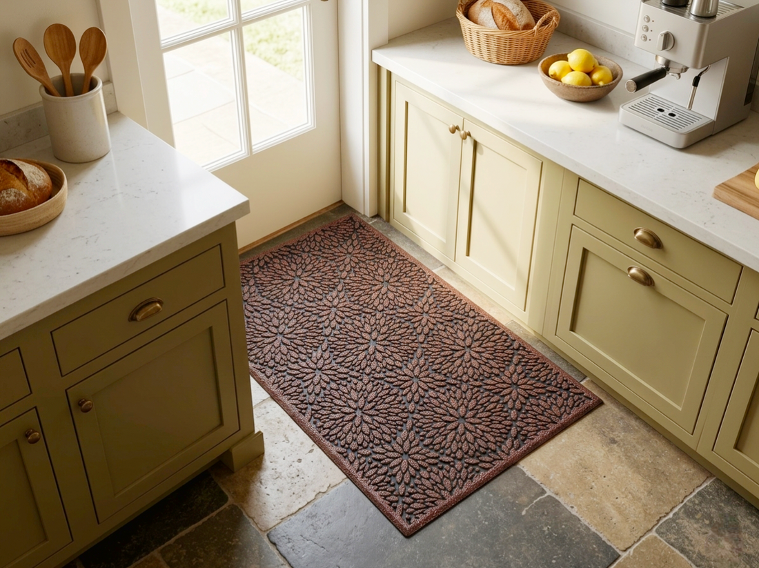 OnlyMat Bronze Petal Pattern Metallic Rubber Doormat