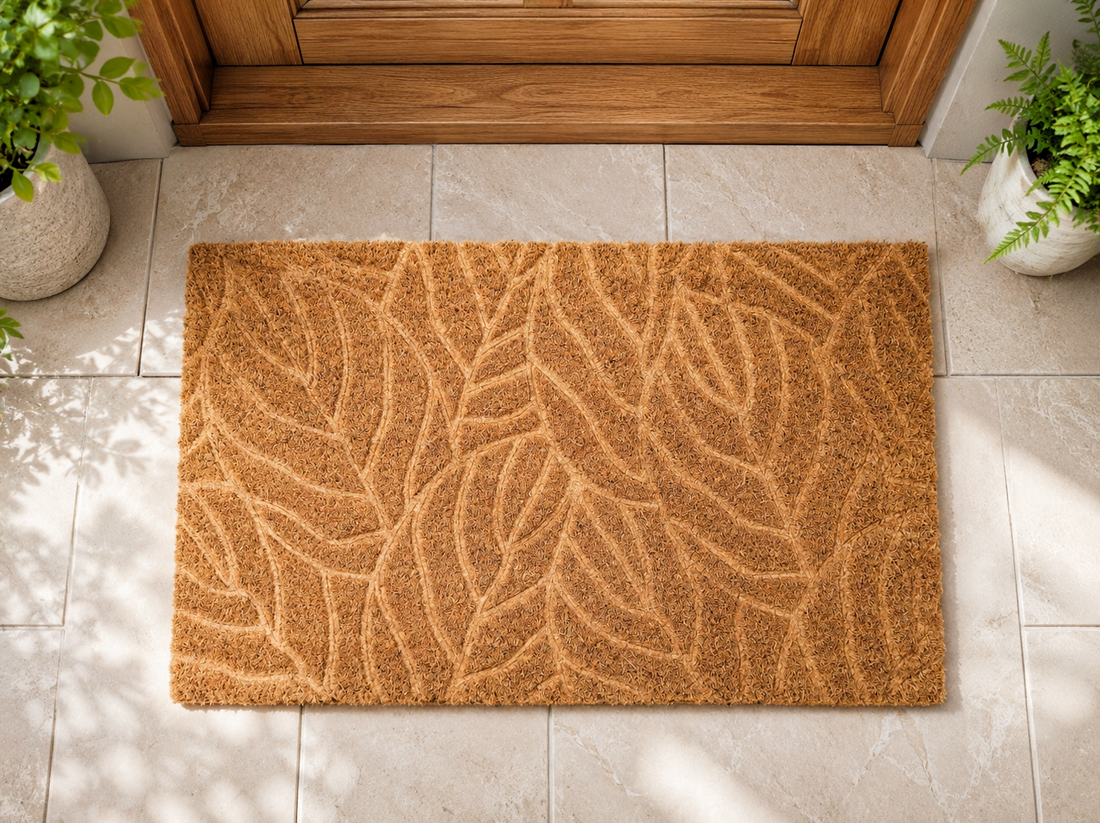 OnlyMat Tropical Leaf Embossed Coir Doormat