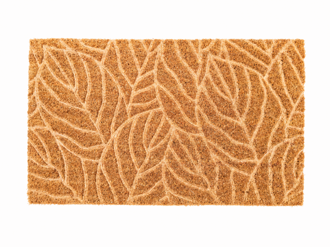 OnlyMat Tropical Leaf Embossed Coir Doormat