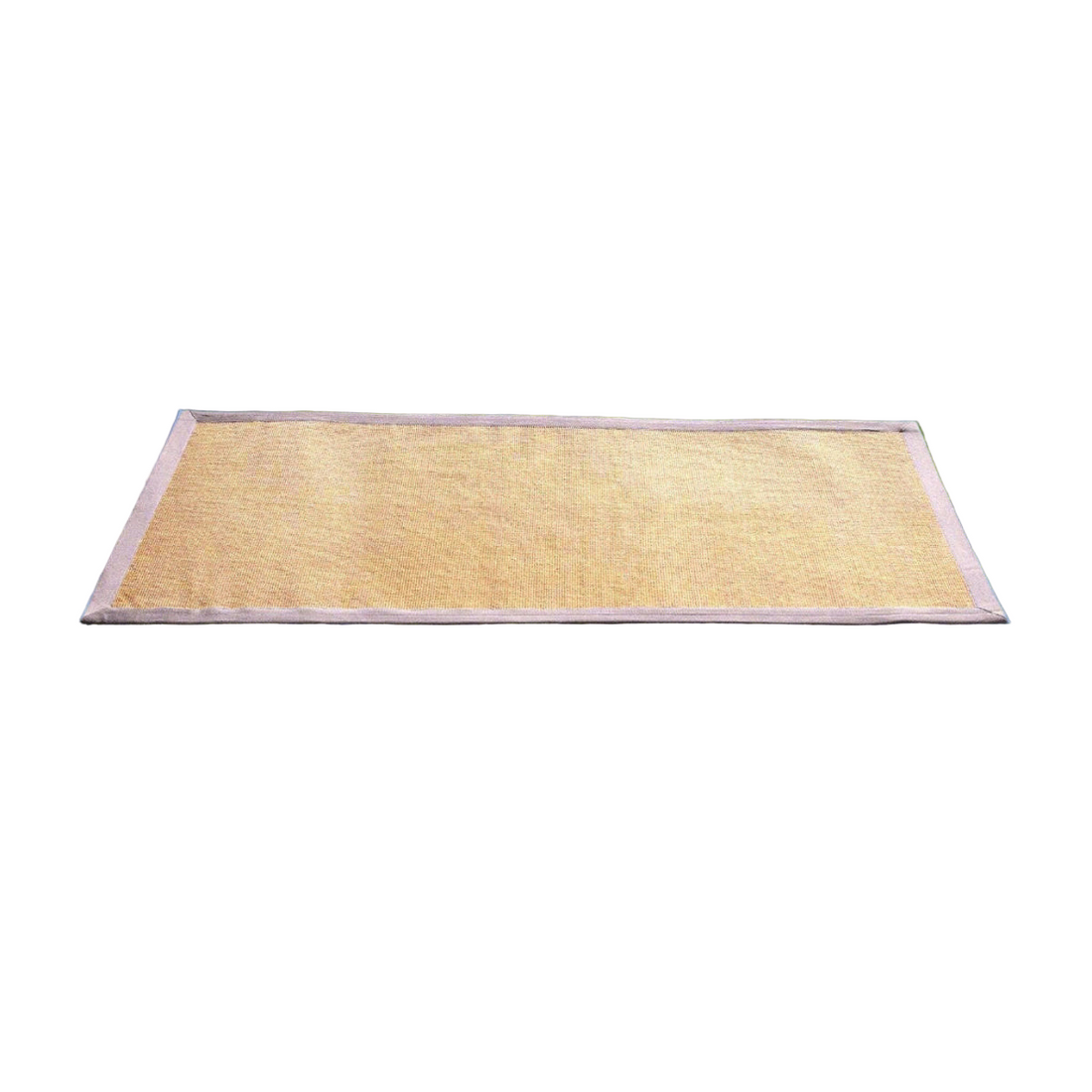 
                      
                        Rectangular jute yoga mat with a woven texture on a white background
                      
                    