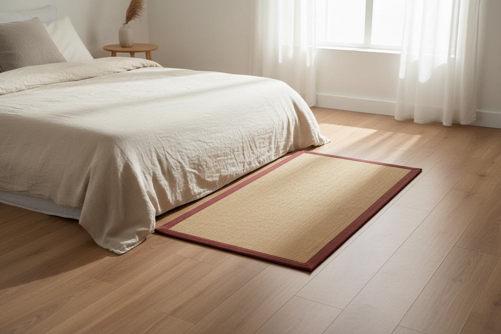 OnlyMat इको-फ्रेंडली जूट एंटी-स्किड योगा मैट ब्राउन कॉटन बॉर्डर के साथ