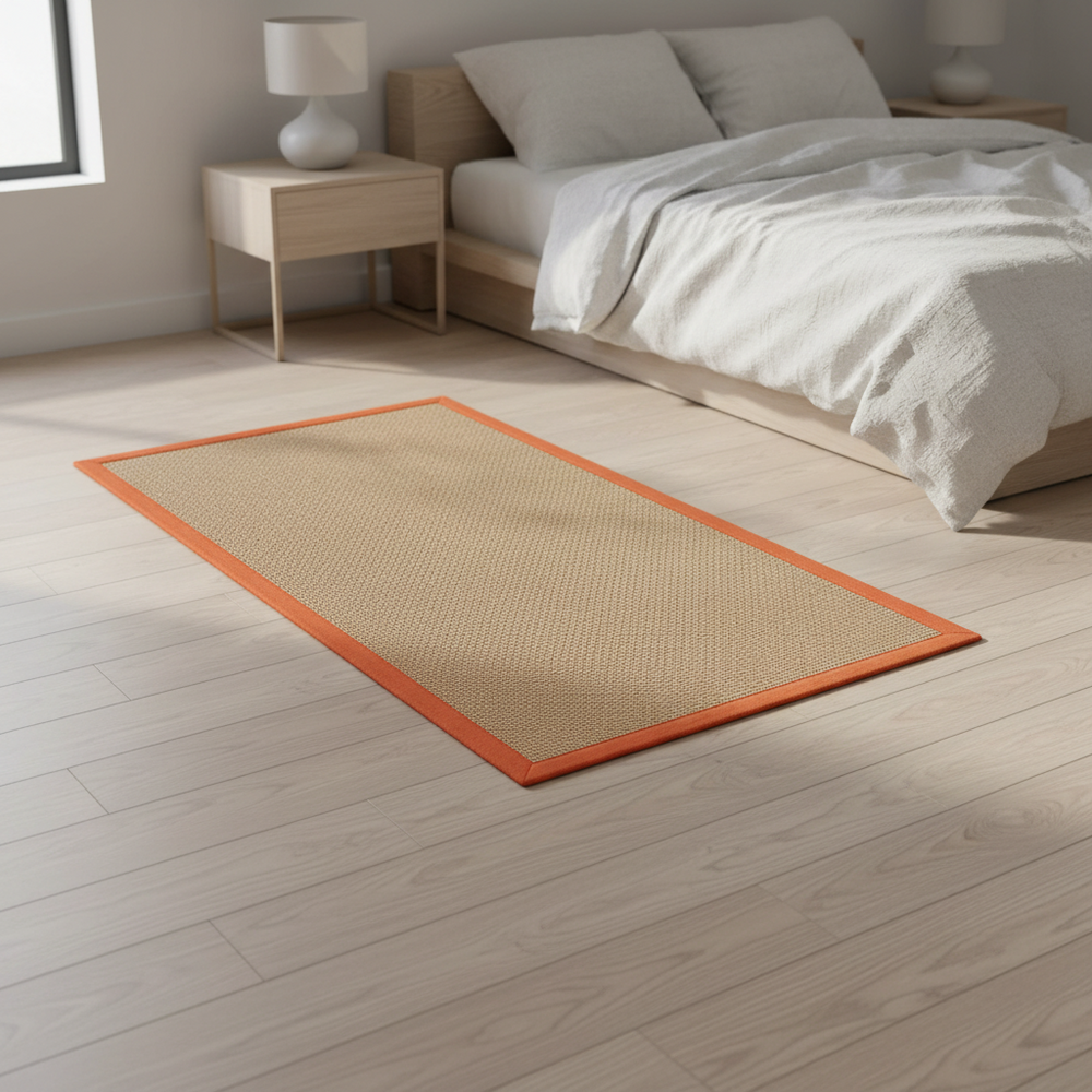ओनलीमैट इको-फ्रेंडली जूट एंटी-स्किड योगा मैट ऑरेंज कॉटन बॉर्डर के साथ