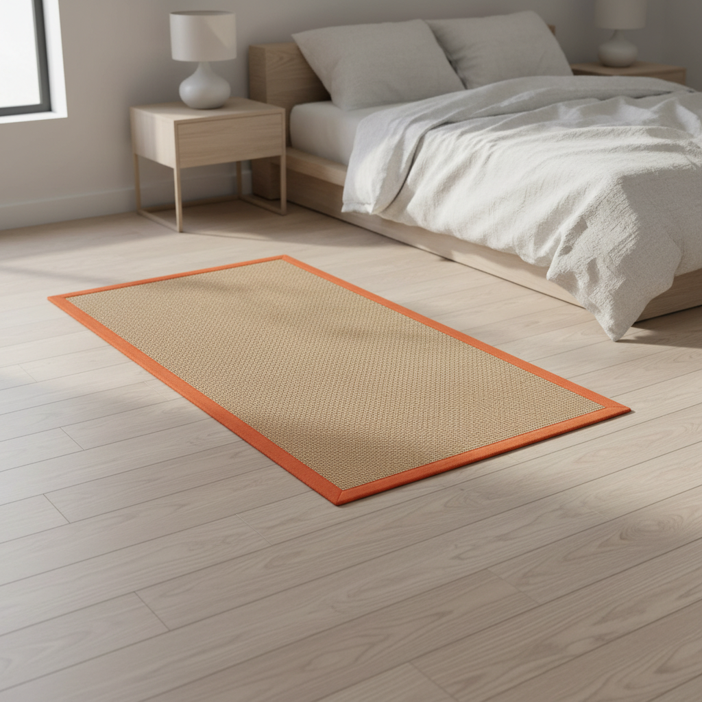 ओनलीमैट इको-फ्रेंडली जूट एंटी-स्किड योगा मैट ऑरेंज कॉटन बॉर्डर के साथ