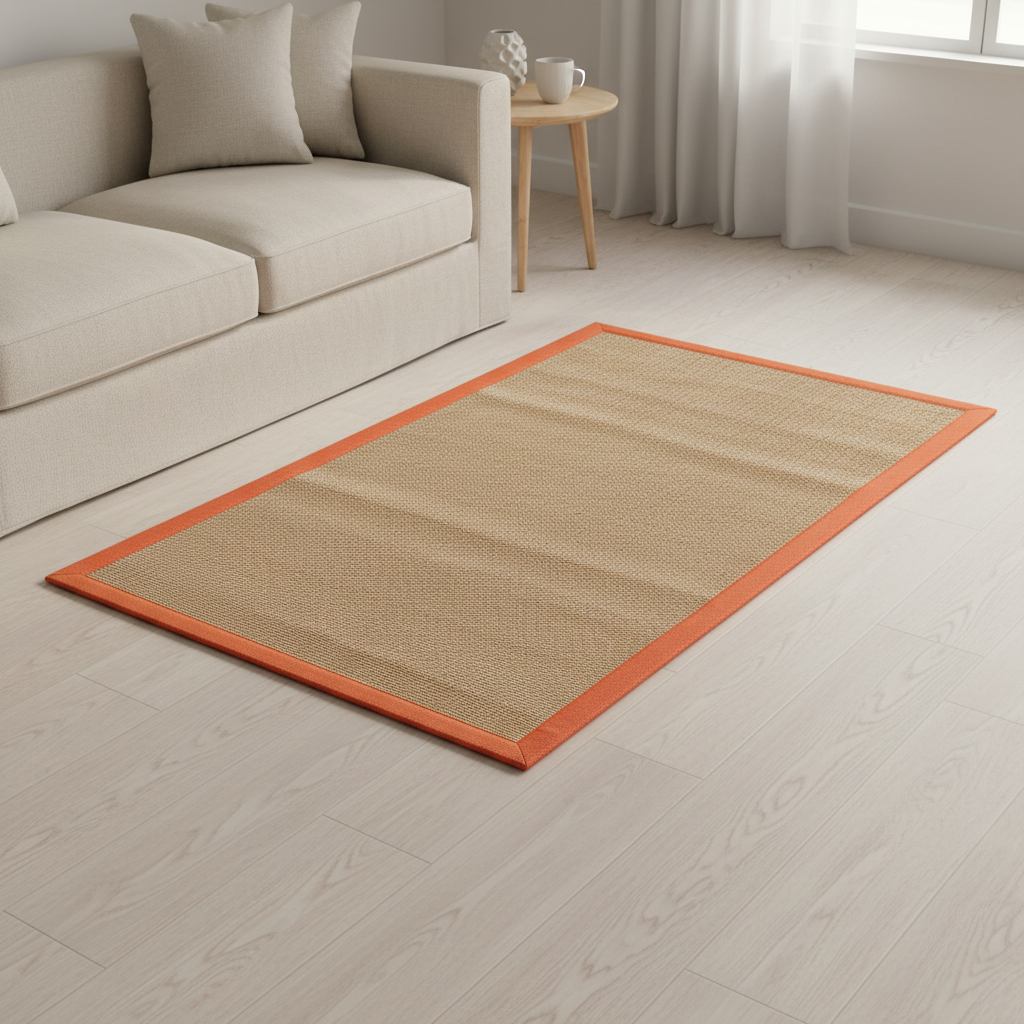 ओनलीमैट इको-फ्रेंडली जूट एंटी-स्किड योगा मैट ऑरेंज कॉटन बॉर्डर के साथ