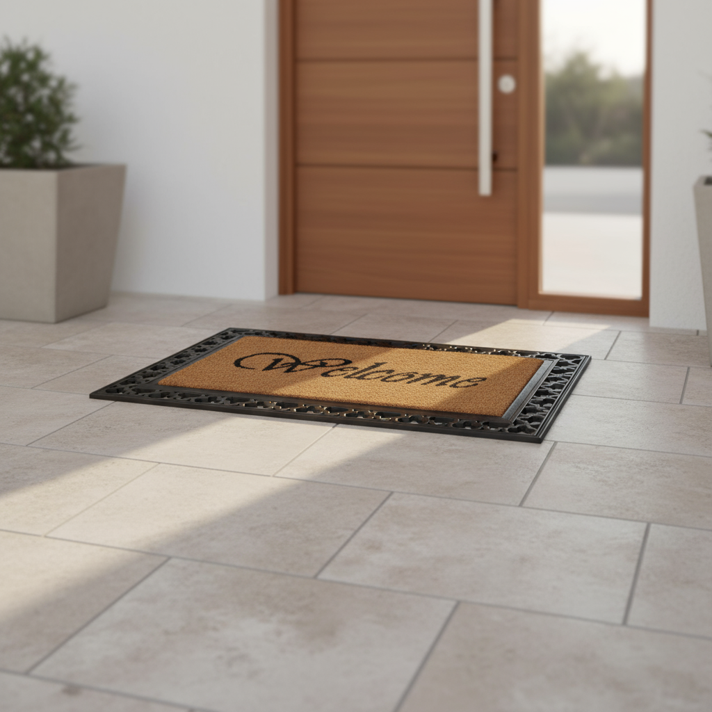 OnlyMat Golden Colour Coco Rubber Welcome Entrance Door Mat with Wide Border
