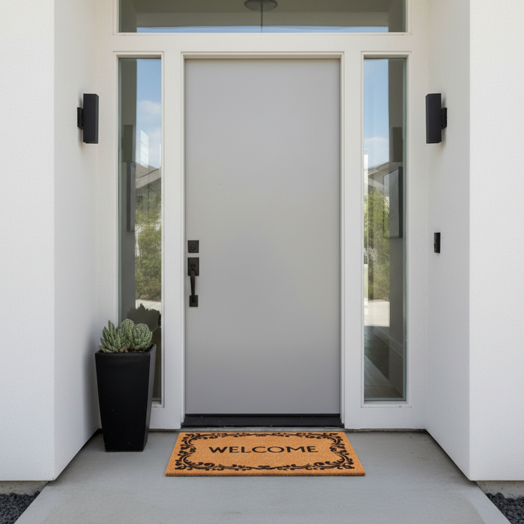 OnlyMat Flocked Border and Welcome on Natural Coir Entrance Doormat