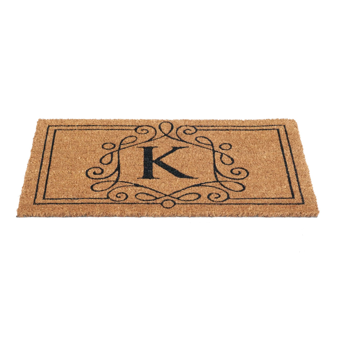 
                      
                        Entryway doormat with custom initial and decorative border
                      
                    
