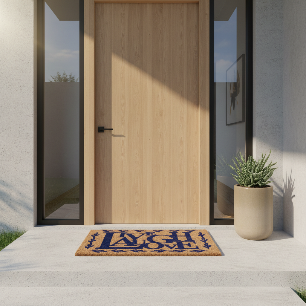 OnlyMat Live Laugh Love Flocked Natural Coir Doormat with Anti-Slip Backing